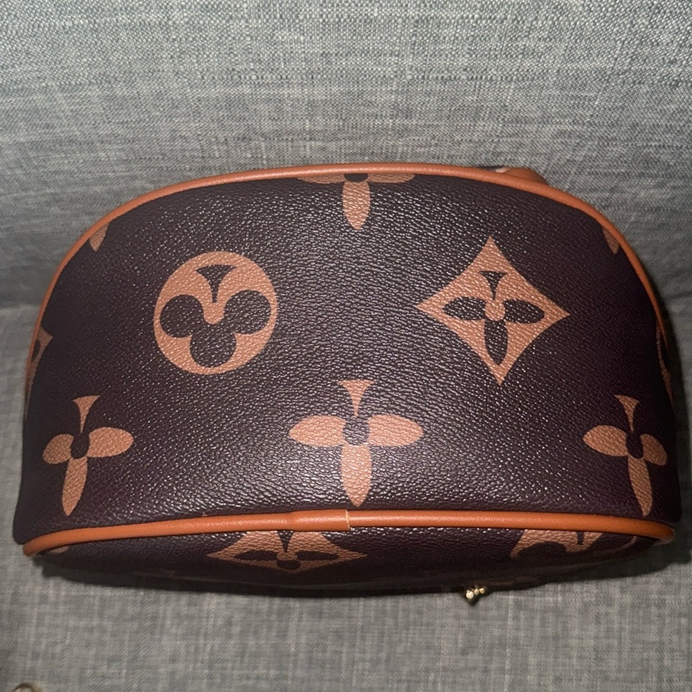 Vegan Leather Brown and Tan Monogram Crossbody Bag-NWOT - Picture 6 of 8